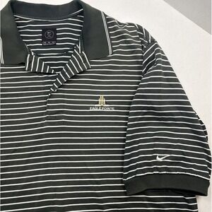Nike Golf Large Eagle's Pointe Golf Club Logo‎ Mens XL Gray Striped Polo Shirt